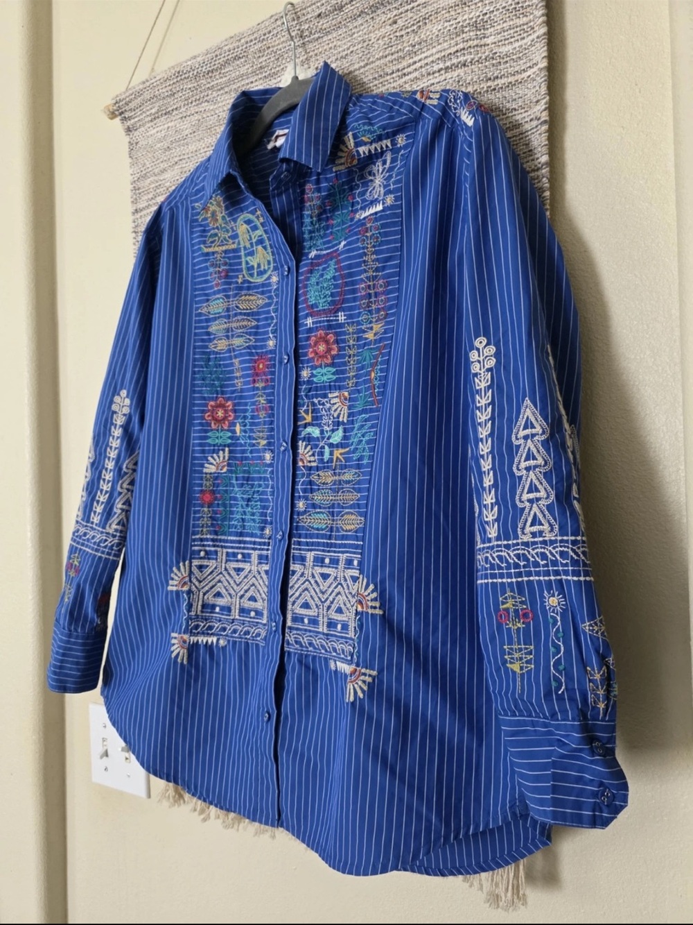 Johnny Was Womens XS Oversized Embroidered Button Up Shirt Boho Artisan MSRP$248 - Picture 5 of 12